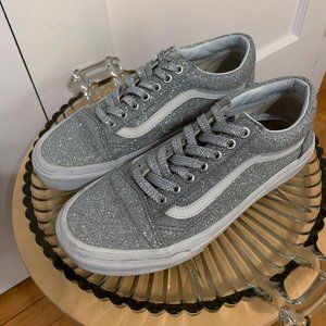 Adult Glitter Silver Vans